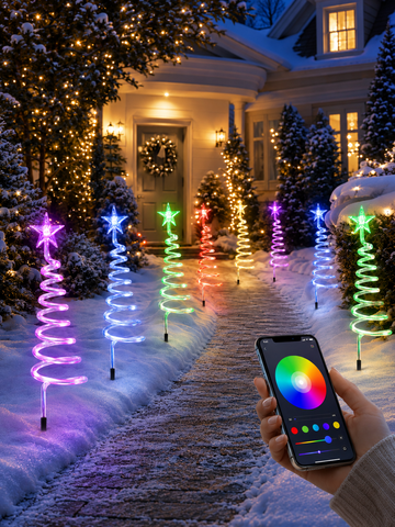 App-Controlled RGB Christmas Pathway Tree Lights