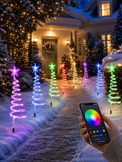 App-Controlled RGB Christmas Pathway Tree Lights