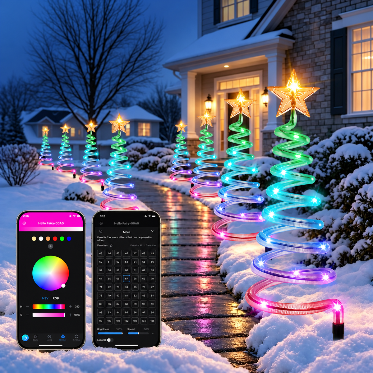 Hello Fairy app color wheel and lighting effects for RGB pathway lights