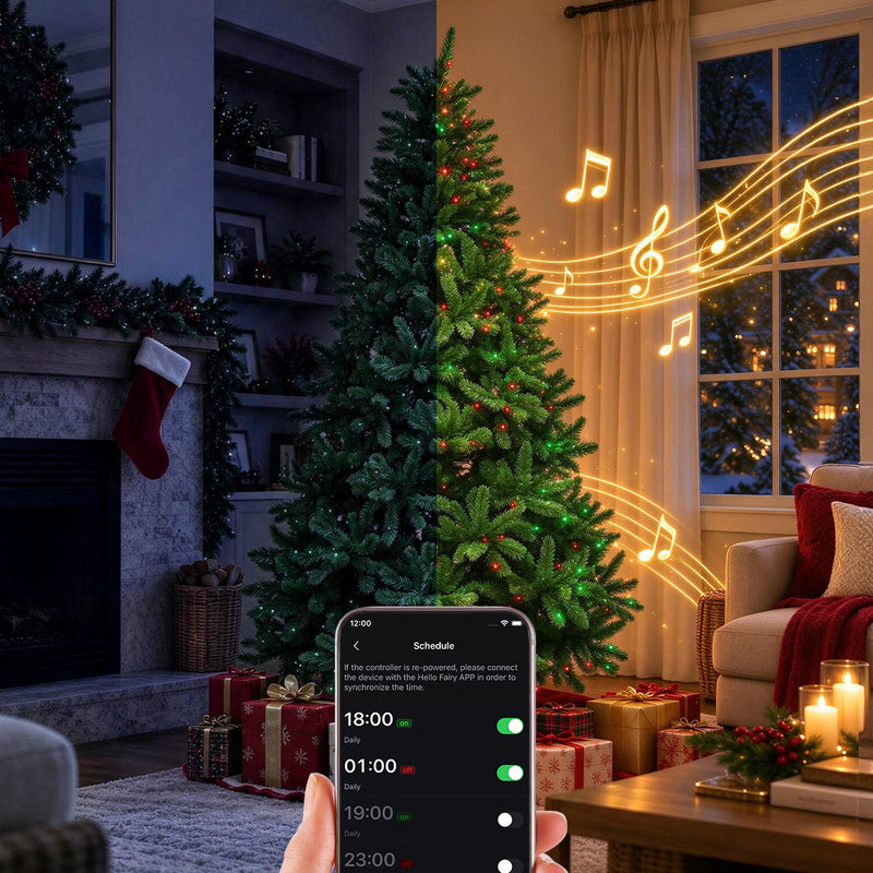 Daily on and off scheduling for Christmas tree lights