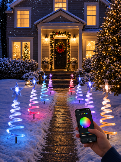 App-Controlled RGB Christmas Pathway Tree Lights