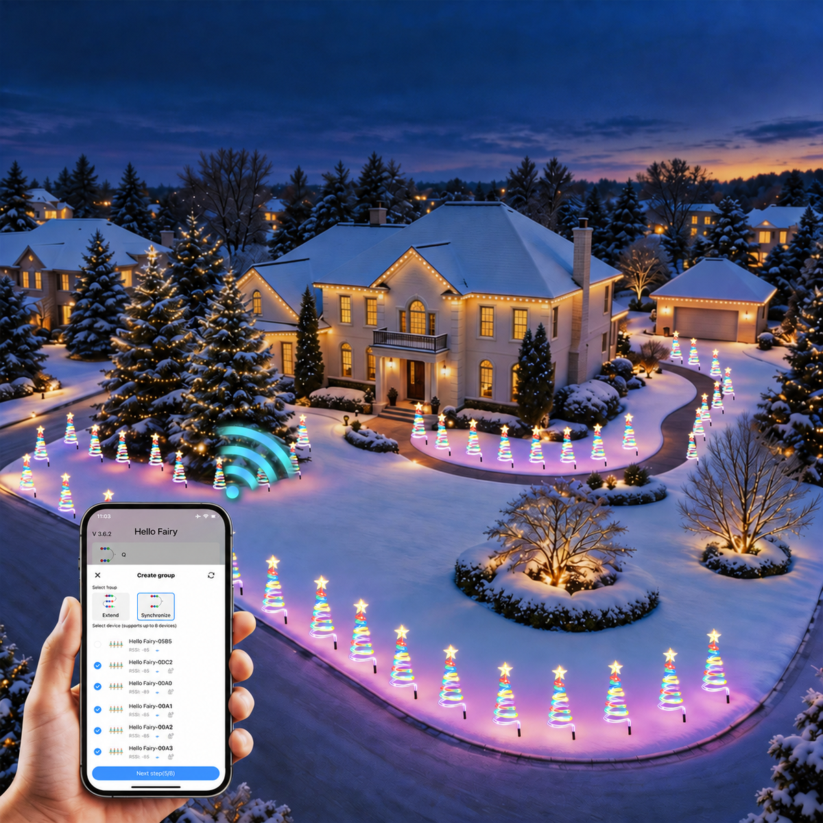 Hello Fairy app group control for multiple sets of pathway lights